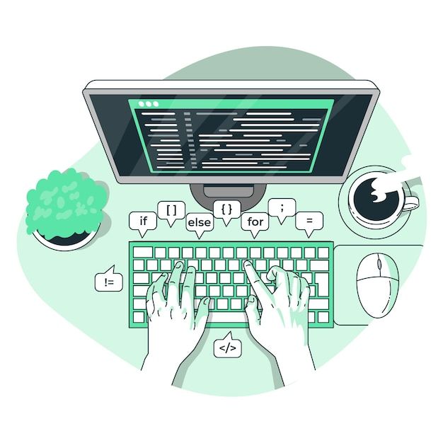 Free Vector | Code typing concept illustration
