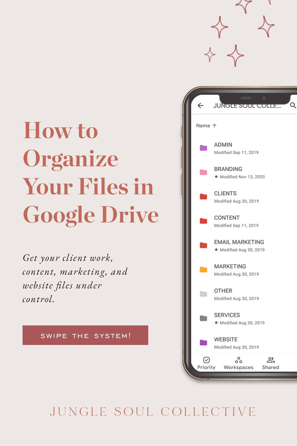 How to Organize Business Files Using Google Drive – Jungle Soul Collective | Pinterest Marketing Strategist for Service-Based Business