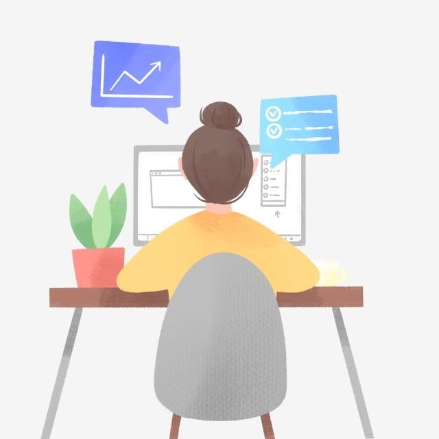 Working From Home Hd Transparent, Hand Drawn Cute Girl Work From Home, Girl, Work From Home, Free Lancing PNG Image For Free Download